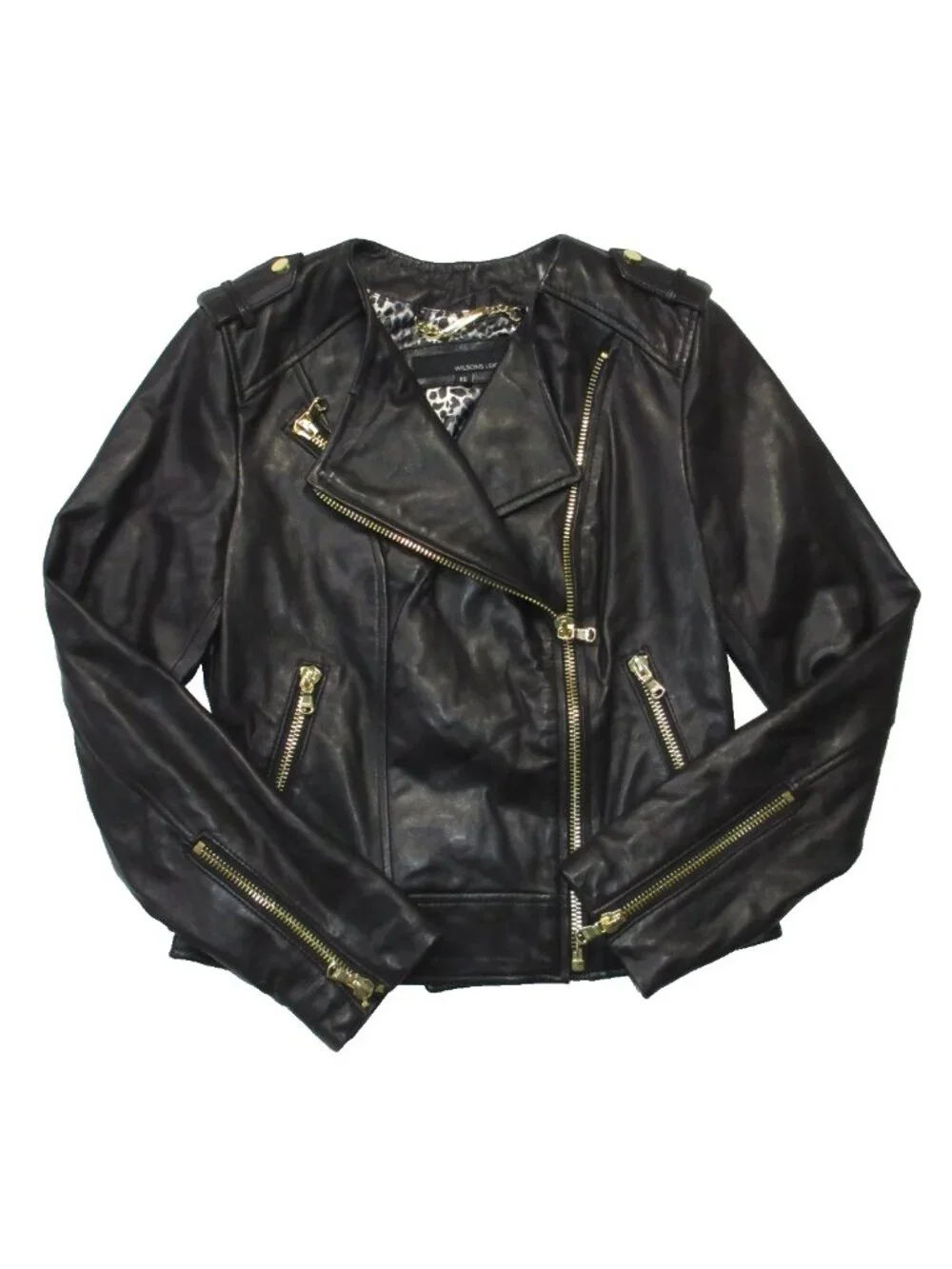 NWT Wilsons Leather Motorcycle Moto Jacket in Black XS - Picture 2 of 10